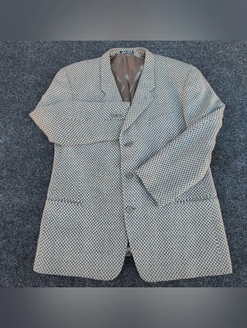 Vtg Giorgio Armani Blazer Mens 46 Wool Textured Houndstooth Neiman Marcus Italy